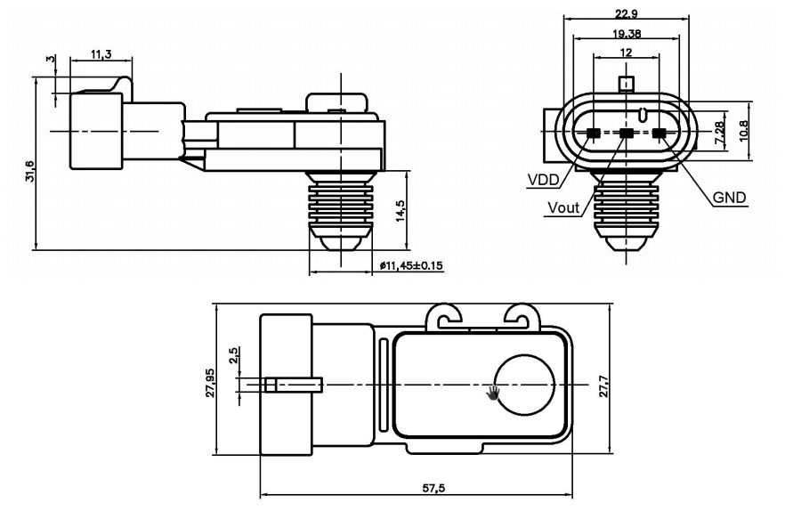 boost pressure sensor xgzp6182 dimension