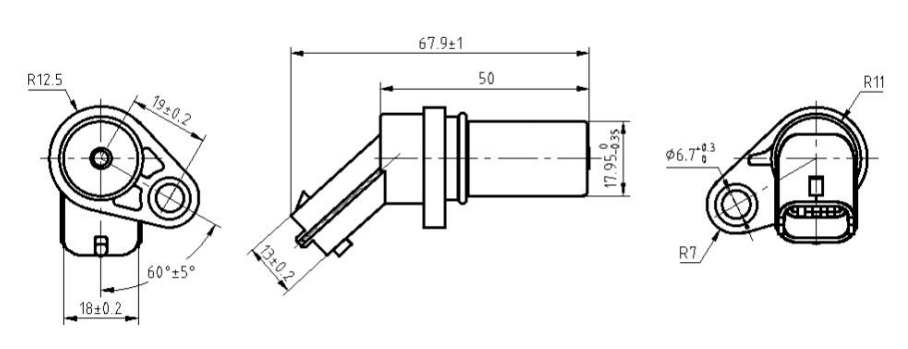 camshaft position sensor xgzr6191 dimension