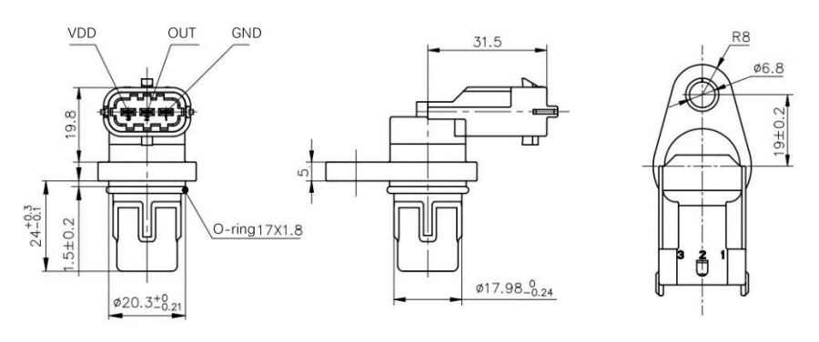 crankshaft position sensor xgzr6192 dimension